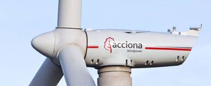 Aerogenerador de Acciona Windpower en un parque eólico.