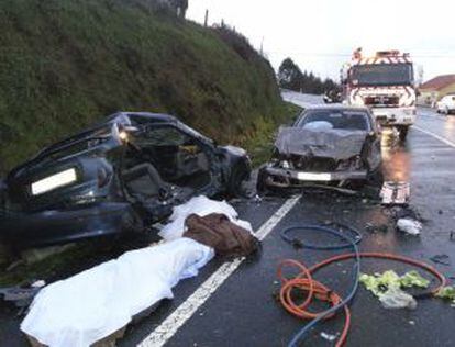 Accidente ocurrido, ayer en Arz&uacute;a (A Coru&ntilde;a).