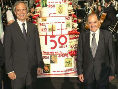 Hugo Serra (consejero de Catalana Occidente), I&ntilde;iki &Aacute;lvarez (consejero delegado del grupo), Jos&eacute; Mar&iacute;a Serra (presidente) y Francisco Arregui (director general), durante la celebraci&oacute;n de los 150 a&ntilde;os de la aseguradora.