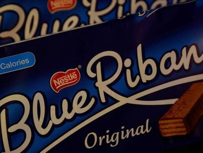 Chocolatinas de la marca Blue Riband, fabricadas por Nestl&eacute; en el Reino Unido.
