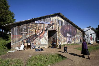 El auditorio del poblado zapatista de Oventic, donde los vecinos se re&uacute;nen para diferentes actividades.