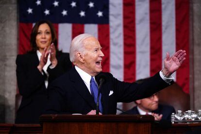 Joe Biden, en uno de los momentos de mayor intensidad de su intervención. 