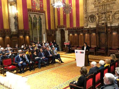 Acto en favor a los políticos presos en el Ayuntamiento de Barcelona