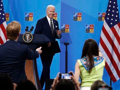 Joe Biden este jueves en la última jornada de la cumbre de la OTAN en Madrid.