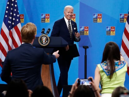 Joe Biden este jueves en la última jornada de la cumbre de la OTAN en Madrid.