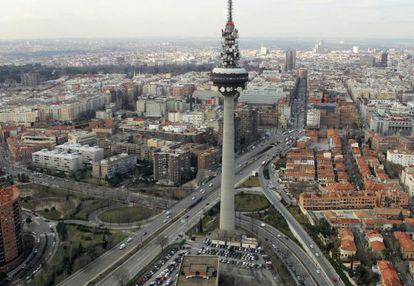 Vista a&eacute;rea de las instalaciones de RTVE en Torrespa&ntilde;a.