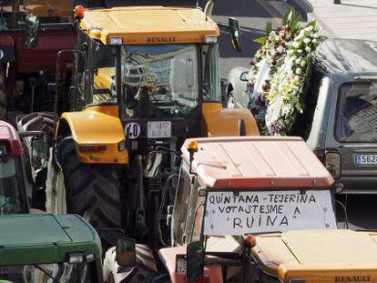 Manifestaci&oacute;n en Galicia contra los bajos precios de la leche esta semana.