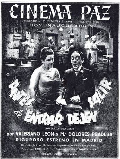Cartel del primer filme proyectado en 1943.