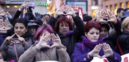 Una protesta en Madrid contra la violencia de género, en 2014.