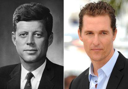 El expresidente estadounidense John Fitzgerald Kennedy y el actor Matthew McConaughey