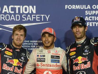 Vettel, Hamilton y Webber celebran sus tiempos