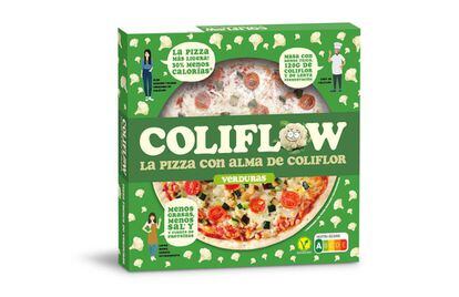 Coliflow presenta una pizza con base de coliflor. Con el equivalente a 120 gramos de coliflor fresca por base, tiene una calificación Nutriscore A, con un perfil nutricional mejorado, con menos sal, un 30% menos de calorías y un 50% menos de grasas que una pizza al uso. 