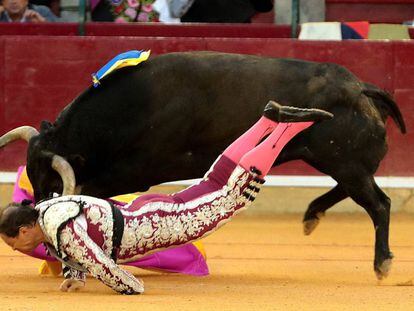 Mariano de la Viña, a merced del toro que lo corneó de extrema gravedad.