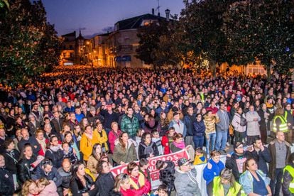 Participantes de la manifestación con más de 20.000 asistentes contra el cierre del paritorio en Verín (Ourense).