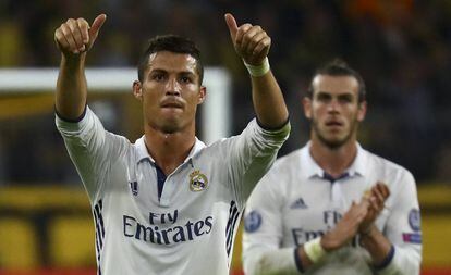 Cristiano Ronaldo celebra un gol en Dortmund.
