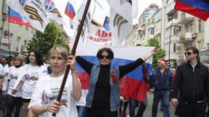 Manifestaci&oacute;n del 1 de mayo en Ucrania.