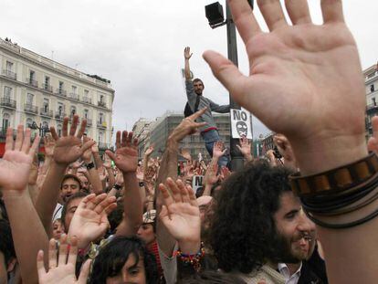 Movimiento 15-M en la Puerta del Sol de Madrid, en 2011.