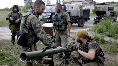 Militares ucranios en el frente de Donetsk, cerca de Zaytseve.  