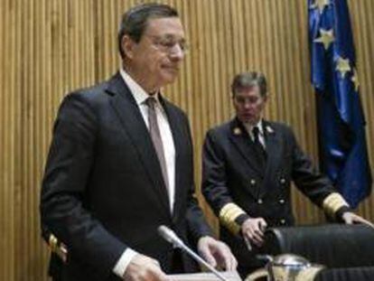 Mario Draghi, presidente del BCE, en el Congreso de los Diputados