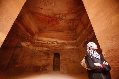 Interior of the Petra Temple, the most well-known tourist attraction in Petra.