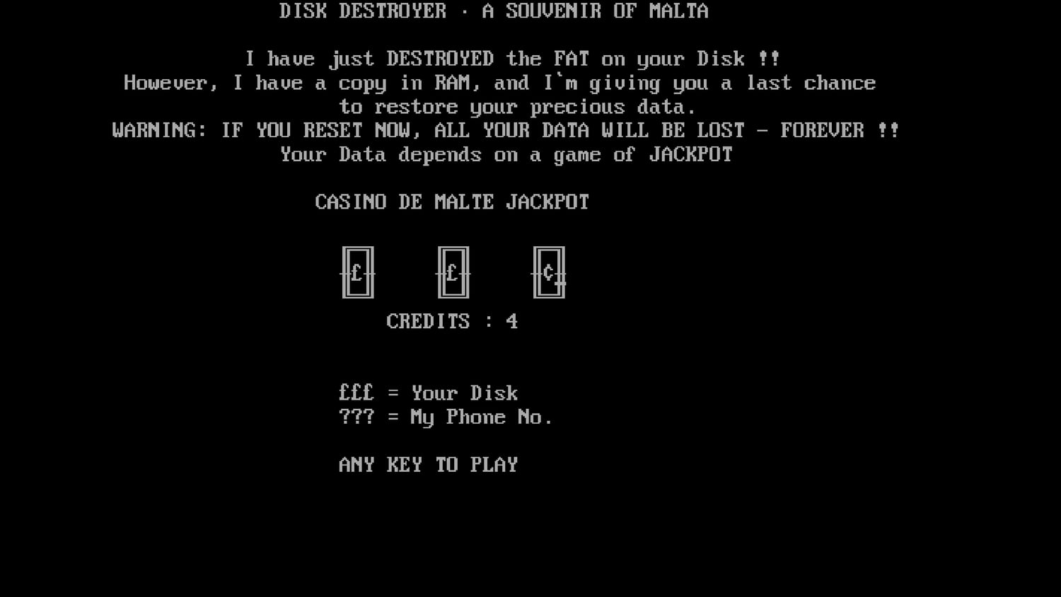 El virus Casino, el favorito de Mikko Hyppönen, proponía un juego a su víctima. En caso de ganar, se salvaba; si perdía, se quedaba sin ningún archivo en el ordenador.