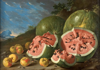 'Bodegón con sandías y manzanas en un paisaje' (1771), de Luis Egidio Meléndez.
