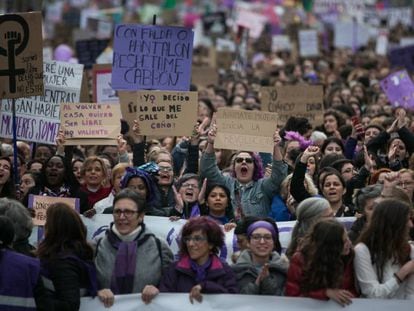 La manifestaci&oacute;n del paseo de Gr&agrave;cia de Barcelona.
 