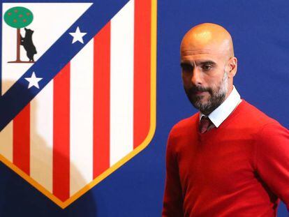 Guardiola, a la sala de premsa del Vicente Calderón.