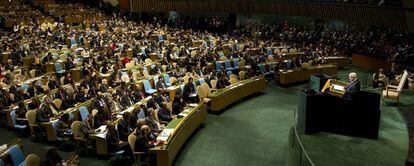 Abbas, durante su discurso ante la 66 Asamblea General de la ONU.