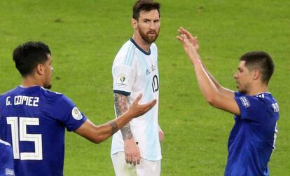 Messi, durante el partido entre Argentina y Paraguay.