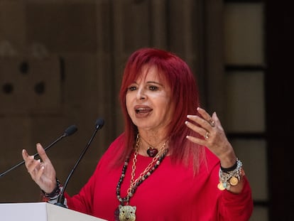 Layda Sansores San Román durante una conferencia de prensa en Ciudad de México.