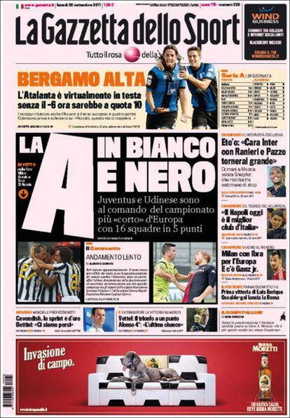 Portada de la Gazzetta dello Sport