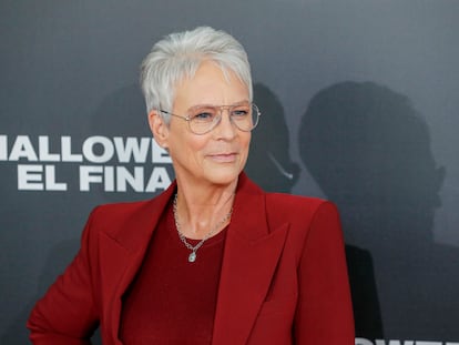 Jamie Lee Curtis posa para los fotógrafos durante la presentación en Madrid de 'Halloween: el final', el pasado 28 de septiembre.