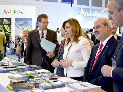 Susana D&iacute;az, este mi&eacute;rcoles, en la feria tur&iacute;stica de Berl&iacute;n. 