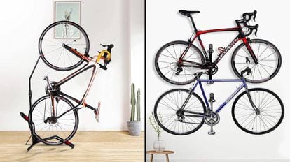 Una selección de productos para almacenar con seguridad y de forma ordenada las bicicletas.