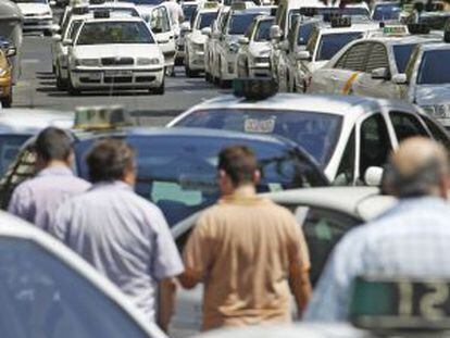 Manifestación de taxistas andaluces, en julio en Sevilla.