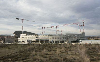 Las obras de La Peineta, fotografiadas ayer.