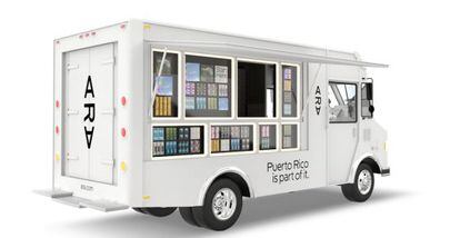 Recreación del carrito que venderá los móviles modulares en Puerto Rico.