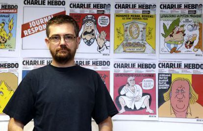 Charb, director de 'Charlie Hebdo', en la redacción en 2012.