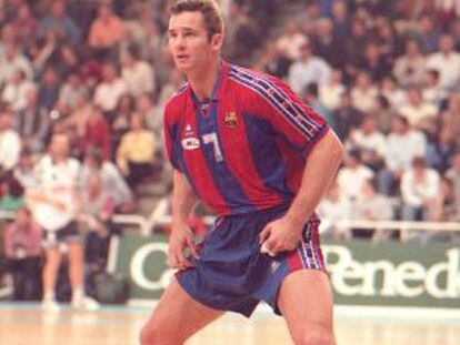 Urdangarin, en un partido con el Bar&ccedil;a de 1997.