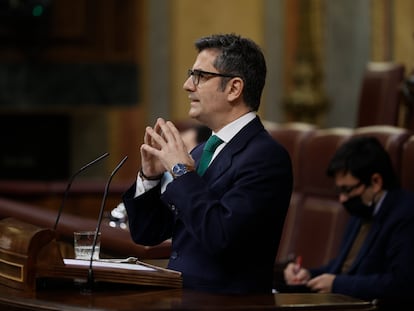 El ministro de la Presidencia, Félix Bolaños, en el Congreso de los Diputados el pasado 6 de abril. i