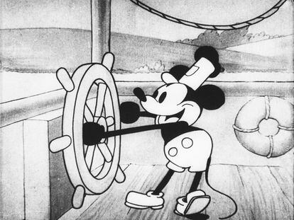 Fotograma de ‘Steamboat Willie’, el corto de Mickey Mouse de 1928.