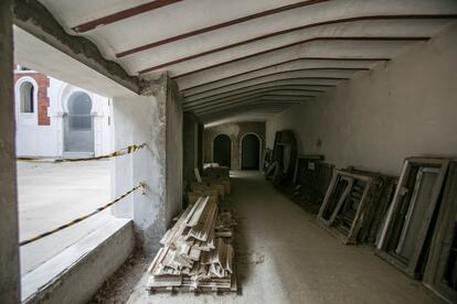 Zona no acondicionada en la parte baja del frontón Beti Jai en Madrid el 19 de julio de 2023.