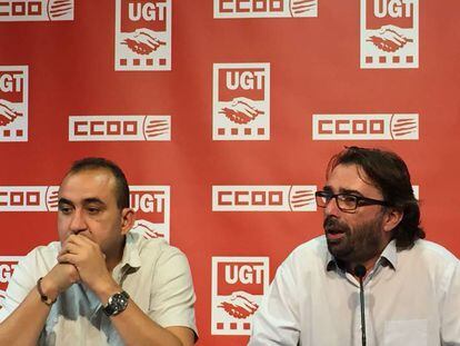 Javier Pacheco (CCOO) y Camil Ros (UGT)