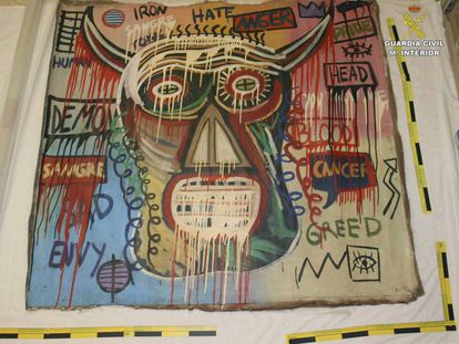 La pintura de Basquiat recuperada por la Guardia Civil. 
