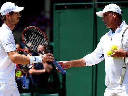 Murray y Lendl, durante un entrenamiento en Wimbledon.