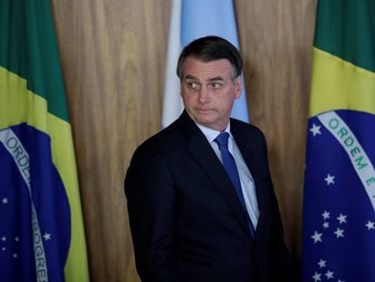 El presidente Jair Bolsonaro durante la visita de Macri a Brasilia el miércoles.