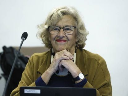 Manuela Carmena, la semana pasada, durante la Comisi&oacute;n de Cultura y Deportes del Ayuntamiento de Madrid. 