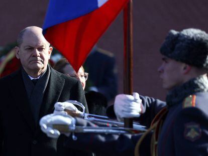 El canciller alemán, Olaf Scholz, durante una visita oficial a Moscú en 2022.