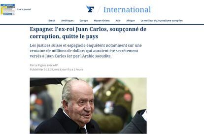 El francés ‘Le Figaro’ pone el foco en las investigaciones del fiscal en Suiza para dar con el origen de los 65 millones que, presuntamente, Juan Carlos l habría recibido de Arabia Saudí.